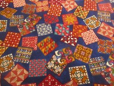 Cotton Fabric Quiltmakers Gift Blocks of Quilt pattersn on Blue BTY x 44