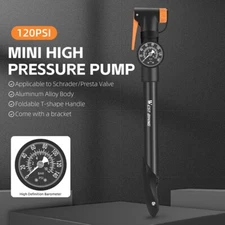 WEST BIKING Portable Aluminum Bicycle Pump Bike Inflator Ball Pump Gauge 120PSI