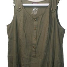 Lagenlook Linen Jumper Maxi Dress 5X 6X 32W Dark Green Teacher Modest