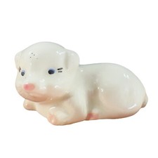 Vintage Porcelain Miniature Figurine Pig Piggy Whimsical Hand Painted Ceramic