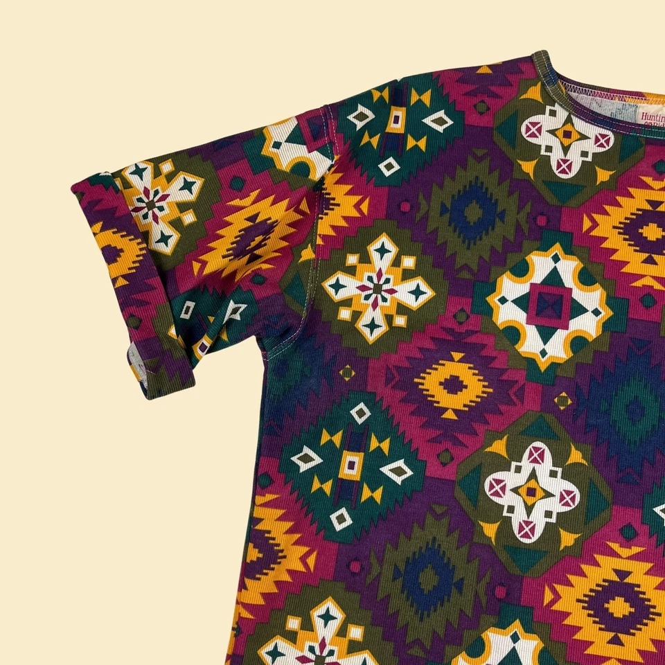 Camisa geométrica años 80, blusa estampado suroeste talla L de Huntington Ridge Foto 3 de 4