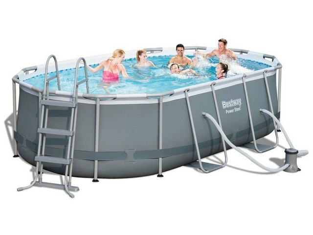 Kit Piscine Ovale Power Steel Frame 61m X 366m X 122m Imitation