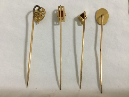 LOT of 5 ANTIQUE VICTORIAN STICK PINS W/ JEWELER CASE, GARNET? OPAL? - Imagen 3 de 10