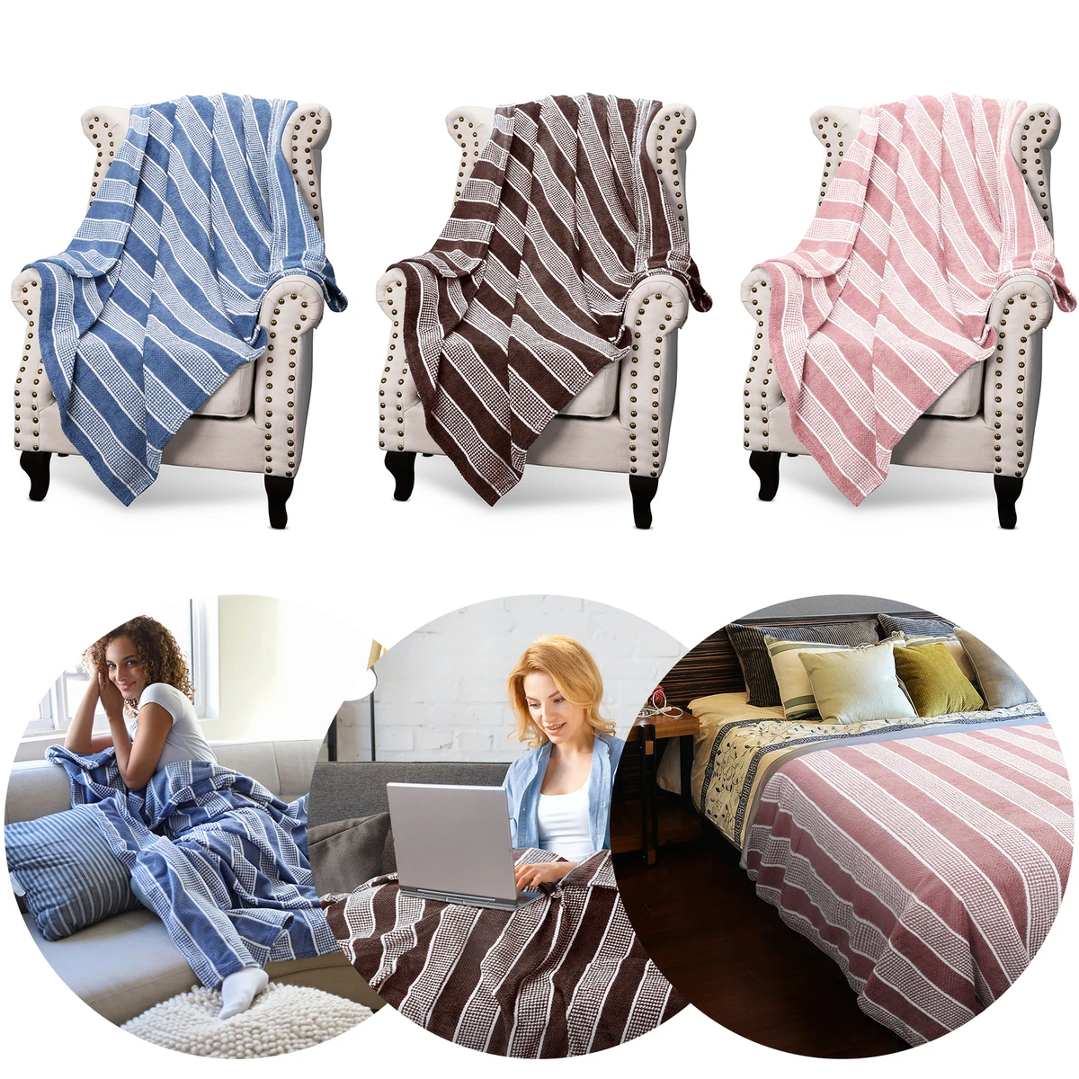 Striped bed throw clearance