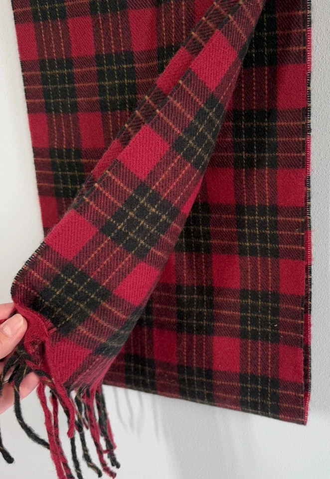 Christian Dior Faux Plaid Scarf Red One Size FIts Most Unisex - Image 3 of 4