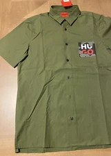 NWT HUGO Boss Men’s Short Sleeve Sport Shirt Cotton Size S Olive Green