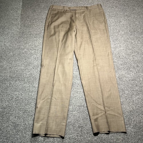 Zanella Pants Mens 36x30 Wool Beige Devon Dress Slacks Made In Italy Pockets
