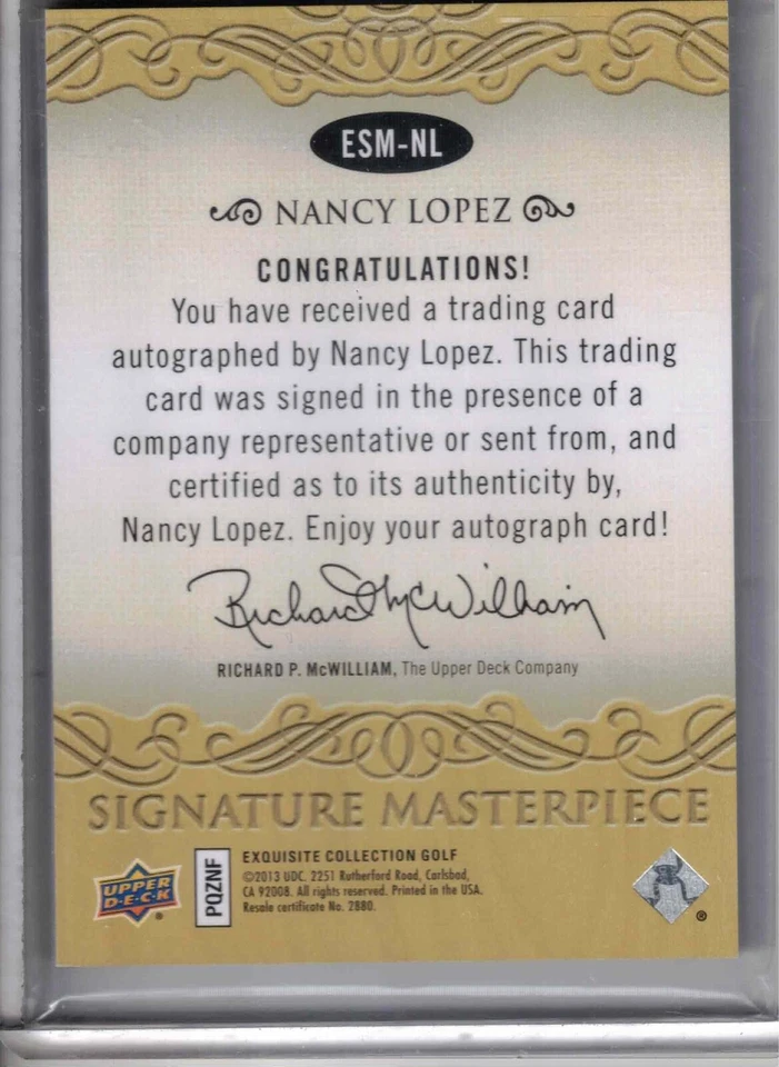 2014 UD Exquisite PGA golf Nancy Lopez Signature Masterpiece auto card #ESM-NL - Image 2 of 2