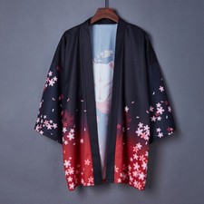 Women Japanese Kimono Coat Jackets Fox Retro Haori Yukata Loose Casual Cardigan
