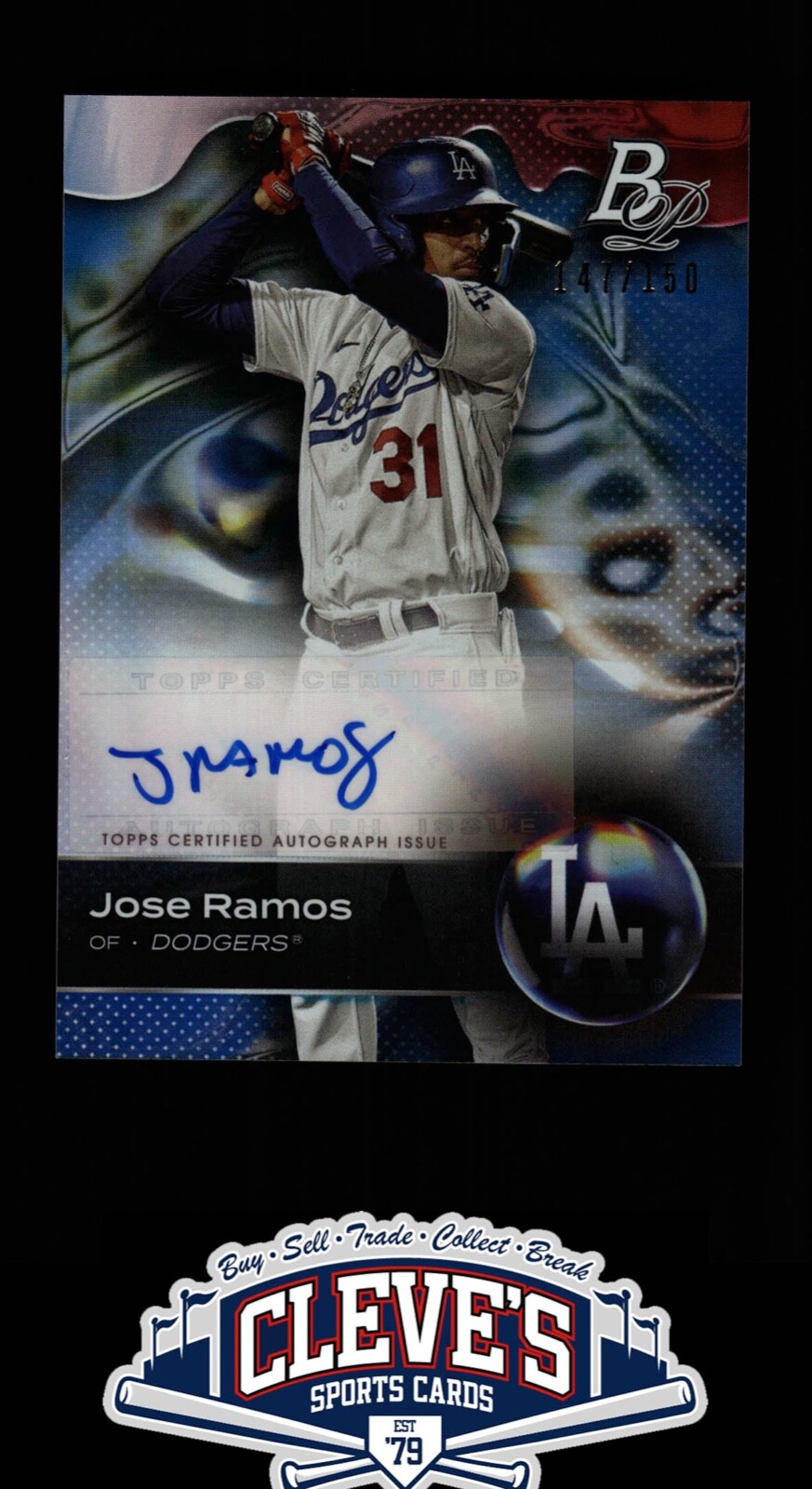 2023 BOWMAN PLATINUM JOSE RAMOS AUTO 147/150 BLUE FOIL Los Angeles DODGERS