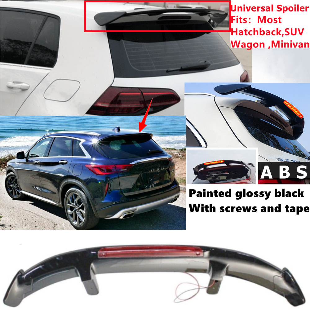 Universal Black Rear Roof Spoiler Wing w/ Light Fit For INFINITI