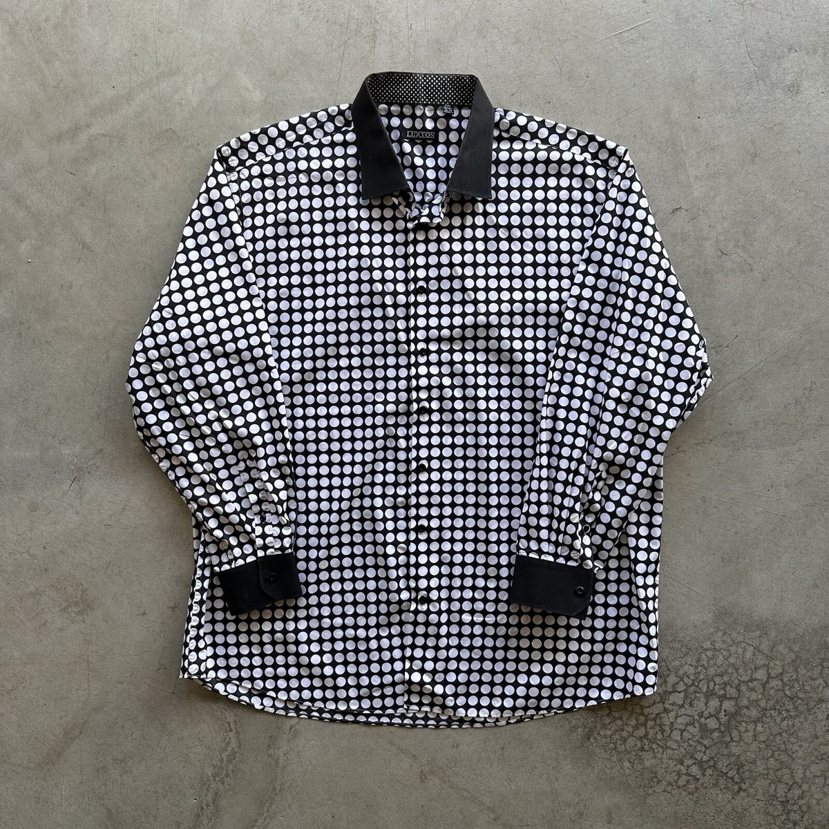 luxton dress shirts Mens Navy Blue and White Checkered Dress Shirt