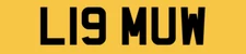 LIAM LIAMS PRIVATE NUMBER PLATE CHERISHED REGISTRATION PERSONAL CAR REG L19 MUW