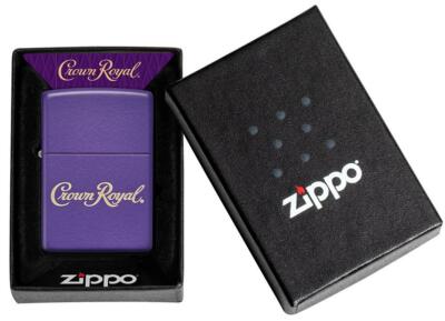 Zippo Purple Matte Windproof Lighter, Crown Royal Whiskey Logo