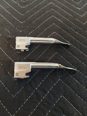 Heine Laryngoscope - 2 used Miller #1 FO Blades healthcare medical procedures 
