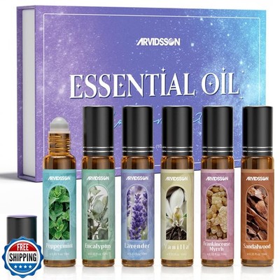 Essential Oils Roll On Gift Set, Natural Aromatherapy Oil Roller for Body, Sk