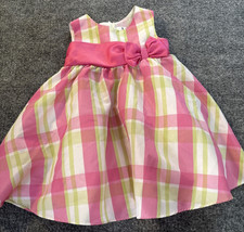 Vintage Rare Editions Dress Girls 18 Months Pin Green White Plaid Tulle