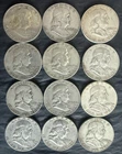 Roll of 12 Circulated 1940s-1960s Franklin Half Dollar 90% Silver Coins
