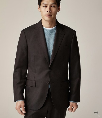 J. Crew Men’s Crosby Fit Italian Wool Blazer Suit Jacket Brown Herringbone 40S - Picture 3 of 4