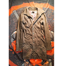 Diesel Damen Mantel Braun Gr. L Lang Baumwoll...