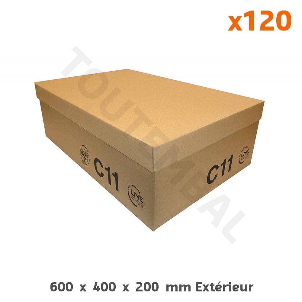 Caisse carton Galia 600x400x200 bac emballage double cannelure avec couvercle
