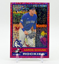 Aaron Schunk 2025 Topps Heritage #90 Chrome Pink Sparkle Refractor RC Rockies NM