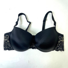 Cacique Cotton Boost Plunge Bra Push Up Underwire Black Lace 44D