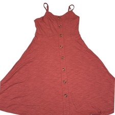Old Navy Womens XS Coral Cotton Button Front Fit Flare Midi Sundress