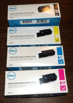 Dell 1250 1350 1355 C1760 C1765 Toner Set CMYK XMX5D WM2JC 810WH New Black Color