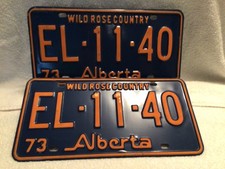 vintage license plate 1973 Alberta PAIR. EL 11 40