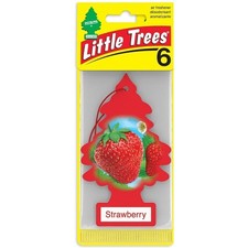 Little Trees Hanging Car and Home Air Freshener, Strawberry Scent - Pack of 6