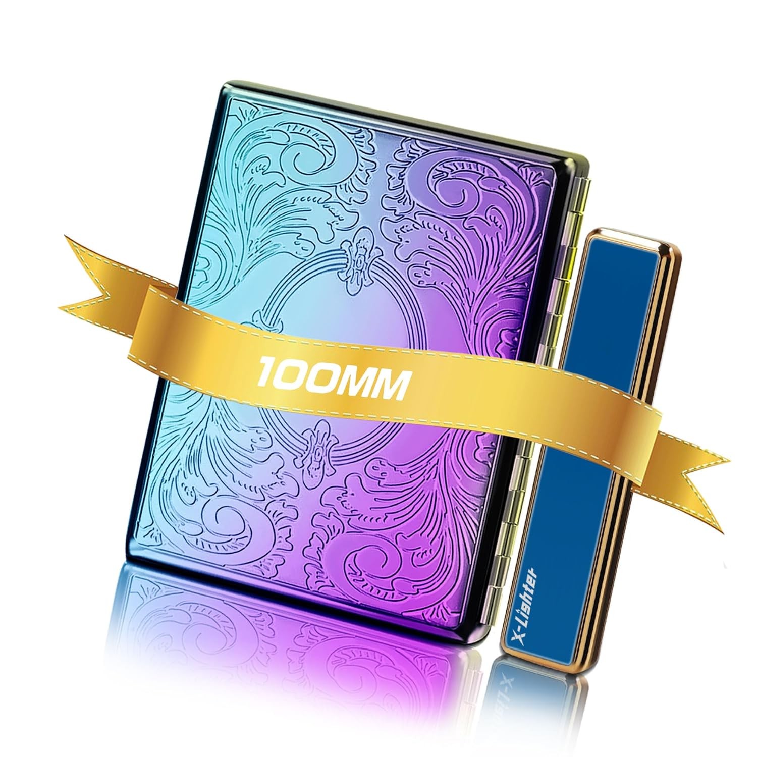 Xl016 Vintage Cigarette Case With Lighter For 100's King Size, Retro F