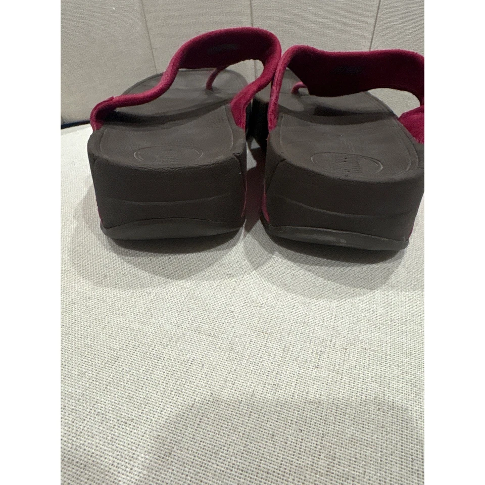 Sandalias Fitflop Fino Tanga Mujer US 8 UK 6 Rosa Gamuza Cómodas Chanclas Foto 3 de 4