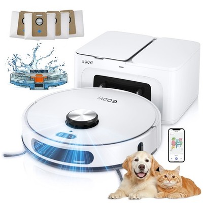 GOOVI D60S MAX Robot Vacuum and Mop Combo, 360 LiDAR Navigation, Self-Emptying