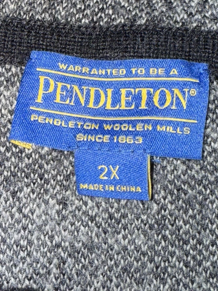 Cárdigan Pendleton Para Mujer Grande Cremallera Completa 100% Lana Merino Gris Suéter Chaqueta Foto 4 de 4