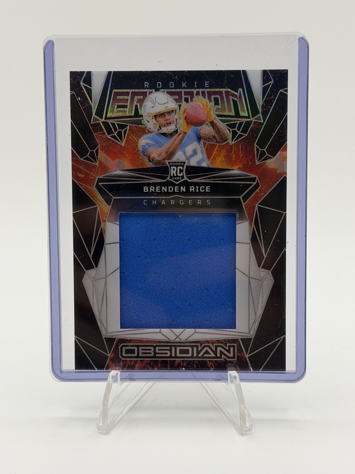 2024 Panini Obsidian Rookie Eruption Materials Brenden Rice #ERM-BRE (MEM, RC)