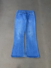 Vintage 70  s Levi  s 646 Orange Tab Bellbottom Flare Faded Denim Jeans Size 32x29