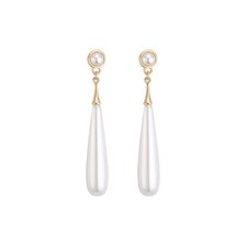Pearl Drop Clip-On Non Pierced Earring - Elegant Women's Long White