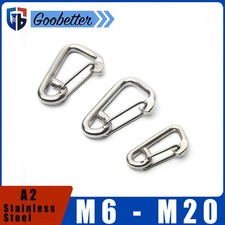 Stainless Steel Eye Carabiner Clip Heavy Duty Keyring Snap Hook Clasps M6 - M20