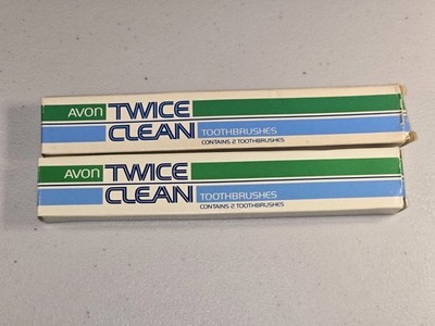 2x Avon Toothbrushes Twice Clean 2 Pack (4 TOOTHBRUSHES TOTAL) VTG 90's RARE 