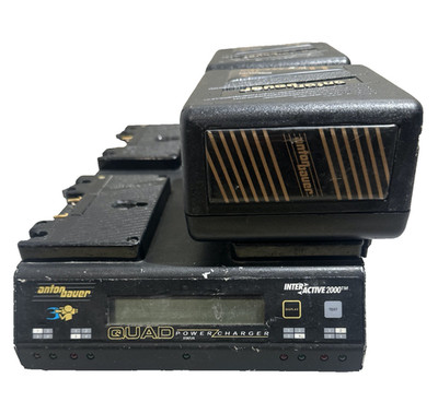Anton Bauer Quad Power Charger Interactive 2000 + 2x Akku Goldhalterung