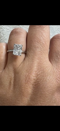 Approx 2.8 Carat Radiant Cushion Solitaire Lab Grown Diamond Engagement Ring