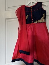 Indian Pakistani Kids Girls Gown Style maxi Dress 2pcs Pink / Blue Sz 18 NWT