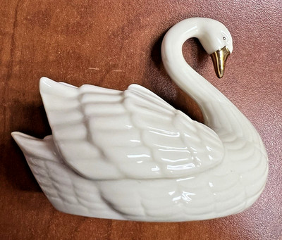 Lenox Swan Figurine 24KT Gold Wedding Bridal Cake Topper Card Holder