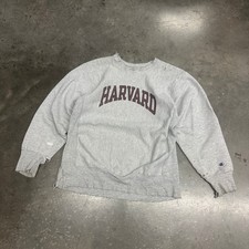 1990s Champion Reverse Weave Harvard Distressed XL Grey Thrashed