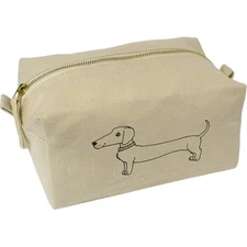 'Sausage Dog' Canvas Wash Bag / Makeup Case (CS00005702)