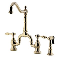 Kingston Brass KS7752TALBS Tudor Bridge Kitchen Faucet Polished Brass 13.88x8.25