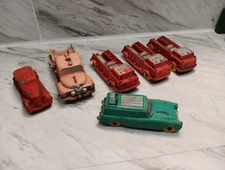 Auburn Rubber Toy Cars Vintage Lot of 6  USA,statio Wagon Fire Truck One Sedan ?