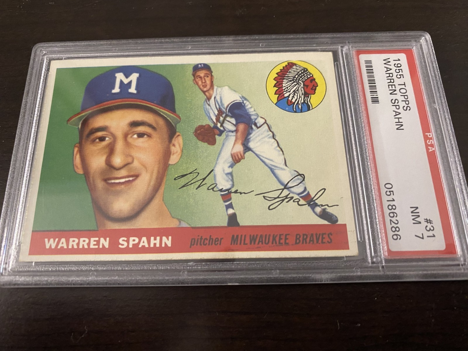 1955 Topps #31 Warren Spahn PSA 7