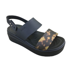 Image of NWT Crocs Brooklyn Tort Ankle Strap Wedge Crocs Women Size 7 Black Brown